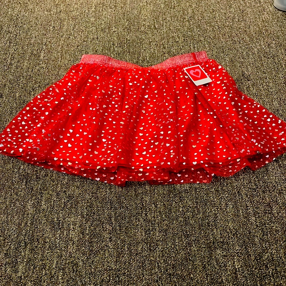 NWT girls size XL red with silver heart ♥️ skirt